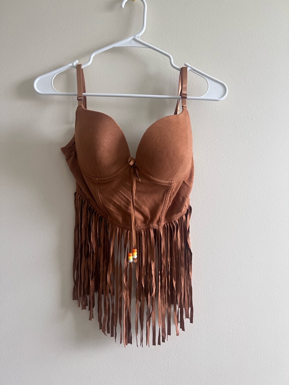 Rust Brown Fringe Bustier Top western